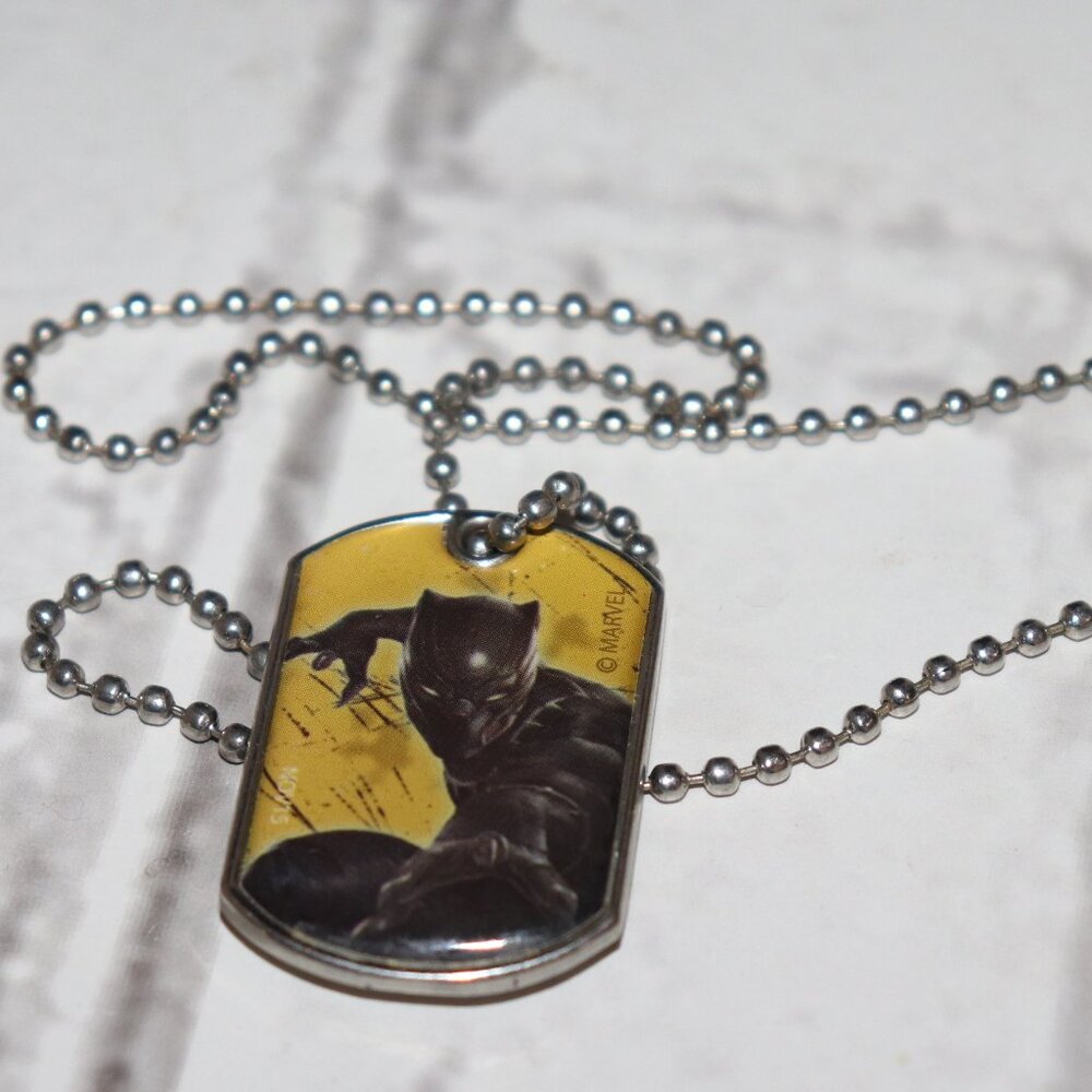 Black Panther Marvel Dog Tag necklace 17"